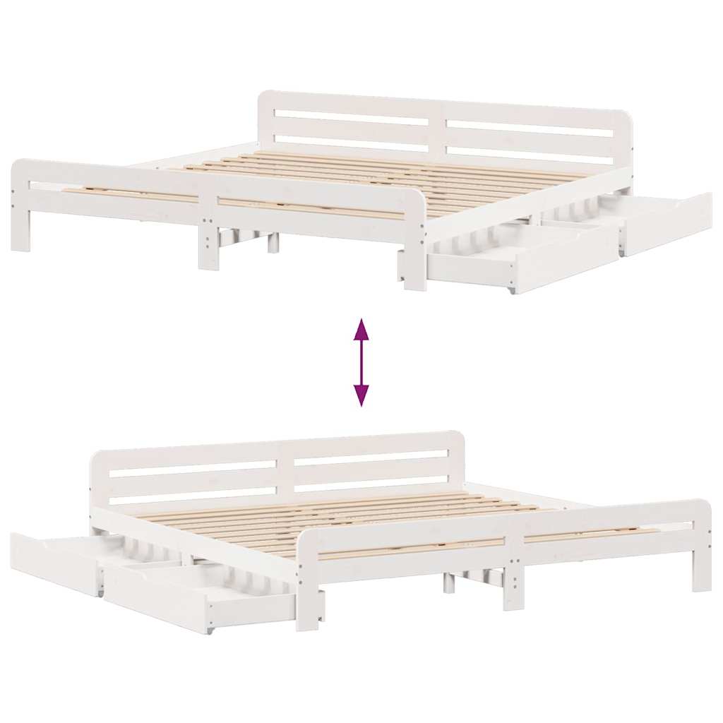 Bed frame without Mattress White 200x200 cm Solid Wood Pine