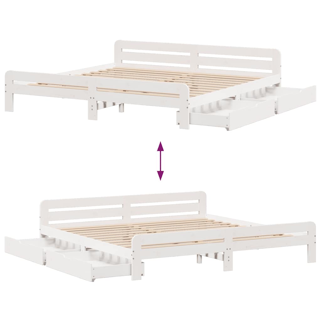 Bed frame without Mattress White 180x200 cm Super King Solid Wood Pine