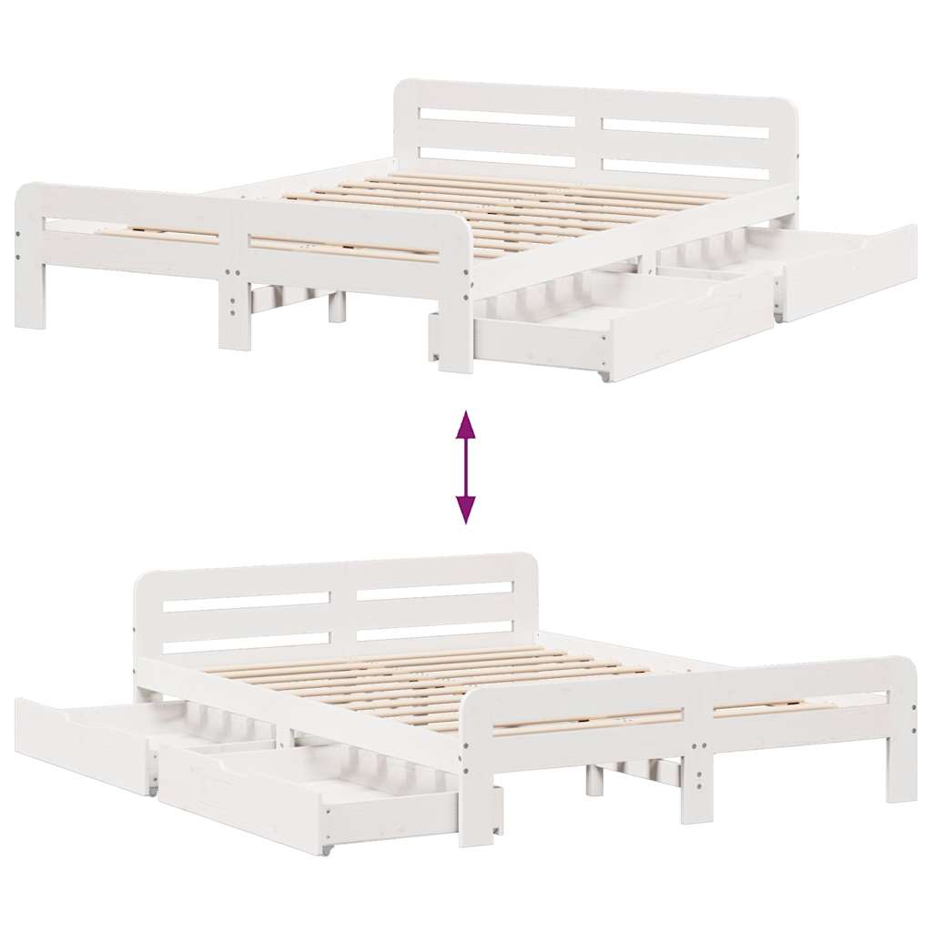 Bed frame without Mattress White 160x200 cm Solid Wood Pine