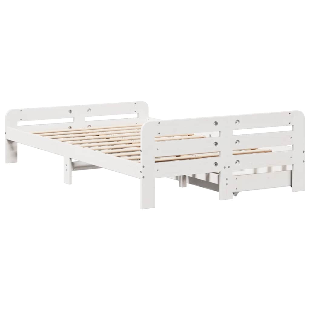 Bed frame without Mattress White 135x190 cm Double Solid Wood Pine