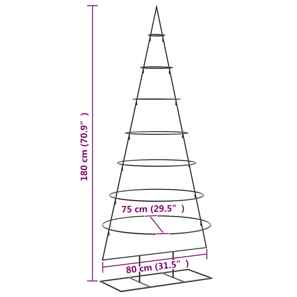 Metal Christmas Tree for Decoration Black 180 cm