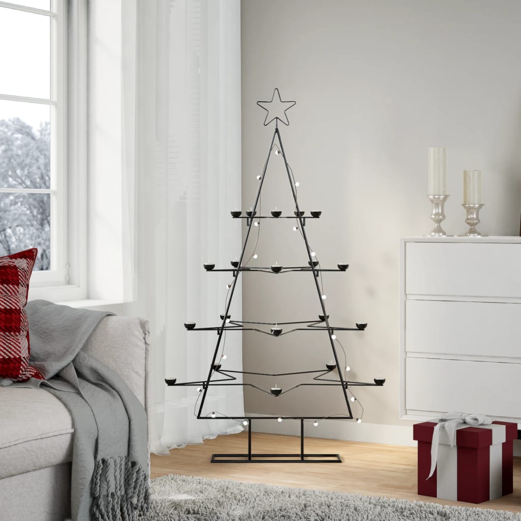 Metal Christmas Tree for Decoration Black 140 cm