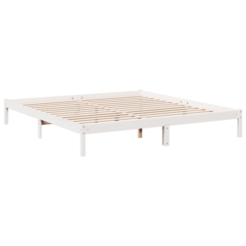Extra Long Bed Frame without Mattress White 200x210 cm Solid Wood Pine