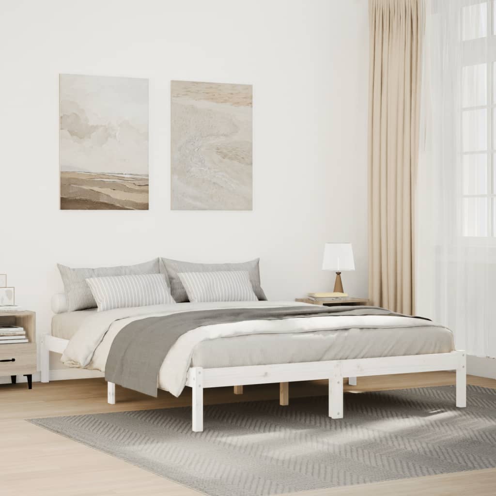 Extra Long Bed Frame without Mattress White 140x220 cm Solid Wood Pine