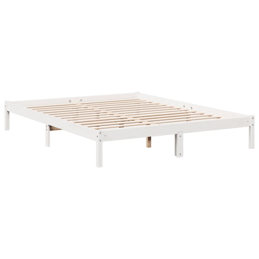 Extra Long Bed Frame without Mattress White 160x220 cm Solid Wood Pine