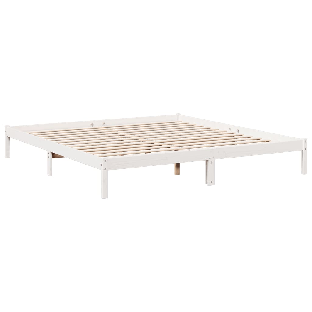 Extra Long Bed Frame without Mattress White 200x220 cm Solid Wood Pine