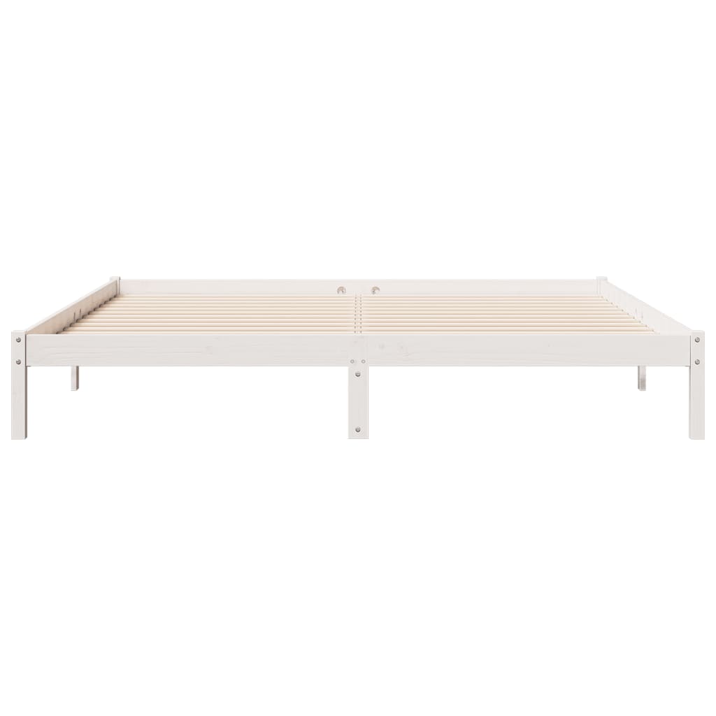 Extra Long Bed Frame without Mattress White 200x220 cm Solid Wood Pine