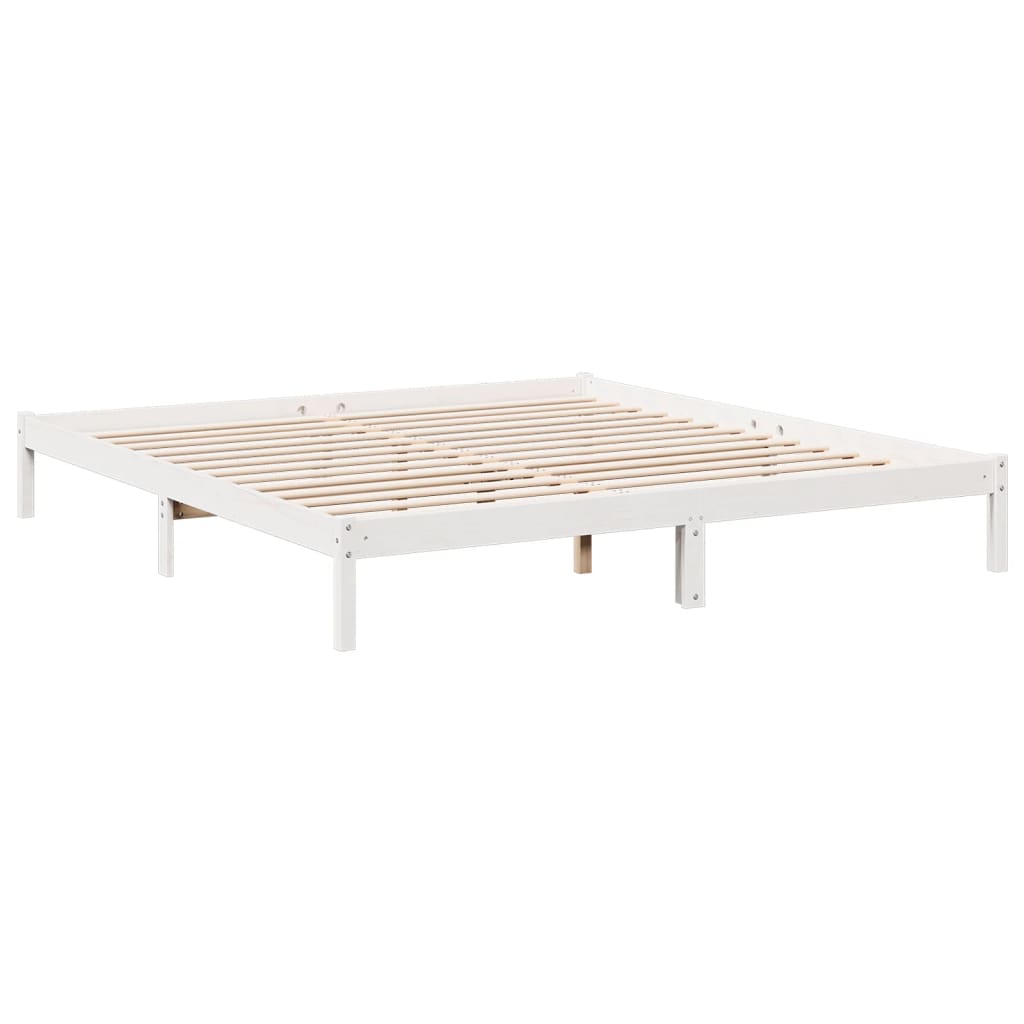 Extra Long Bed Frame without Mattress White 200x220 cm Solid Wood Pine