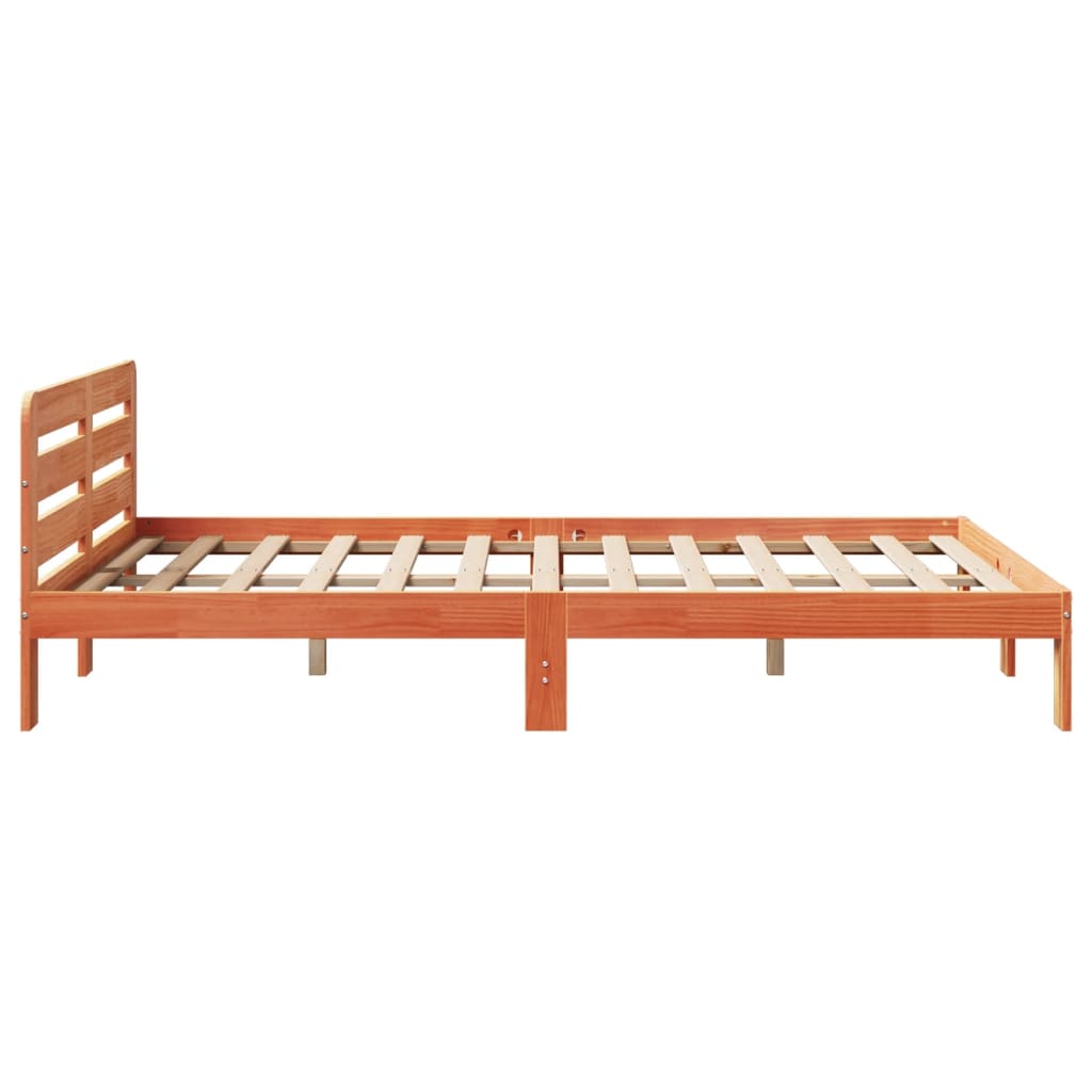 Bed Frame without Mattress Wax Brown 150x200 cm King Size Solid Wood Pine