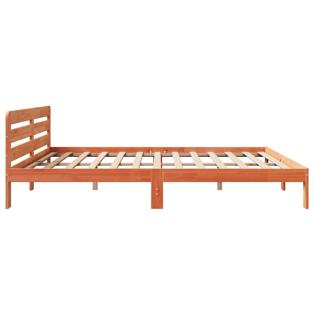 Bed Frame without Mattress Wax Brown 200x200 cm Solid Wood Pine