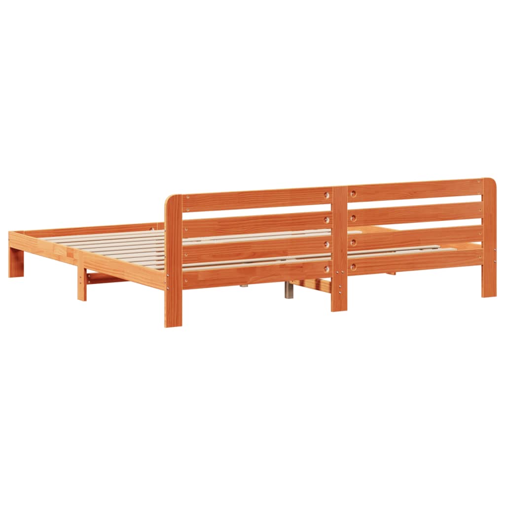 Bed Frame without Mattress Wax Brown 200x200 cm Solid Wood Pine