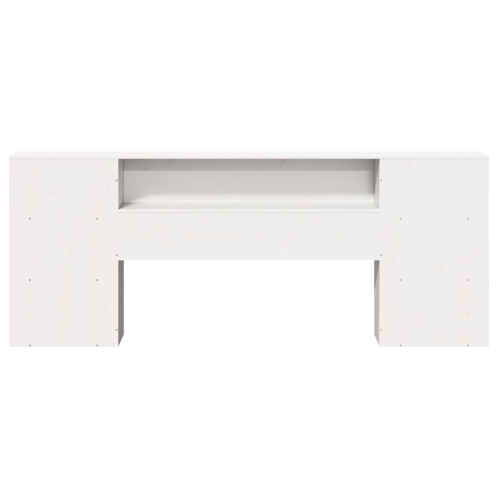 Headboard with Storage White 180 cm Solid Wood Pine