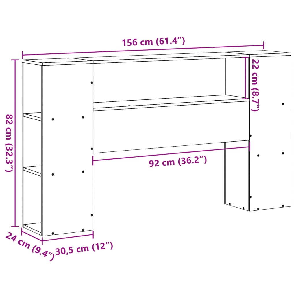 Headboard with Storage 150 cm Solid Wood Pine