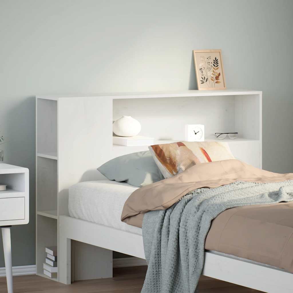 Headboard with Storage White 100 cm Solid Wood Pine