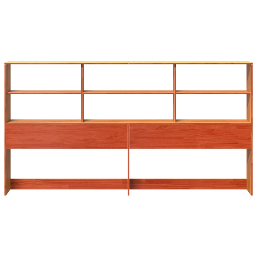 Headboard with Storage Wax Brown 200 cm Solid Wood Pine
