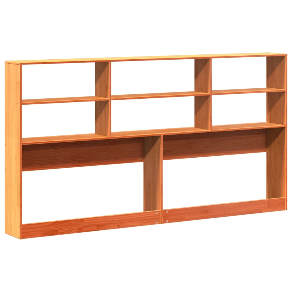 Headboard with Storage Wax Brown 200 cm Solid Wood Pine