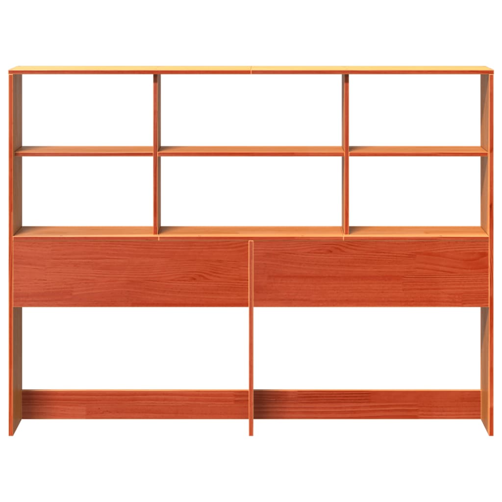 Headboard with Storage Wax Brown 140 cm Solid Wood Pine