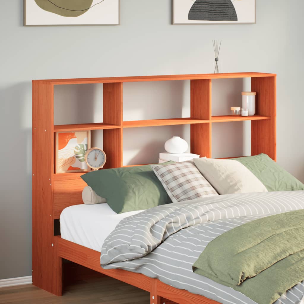Headboard with Storage Wax Brown 135 cm Solid Wood Pine