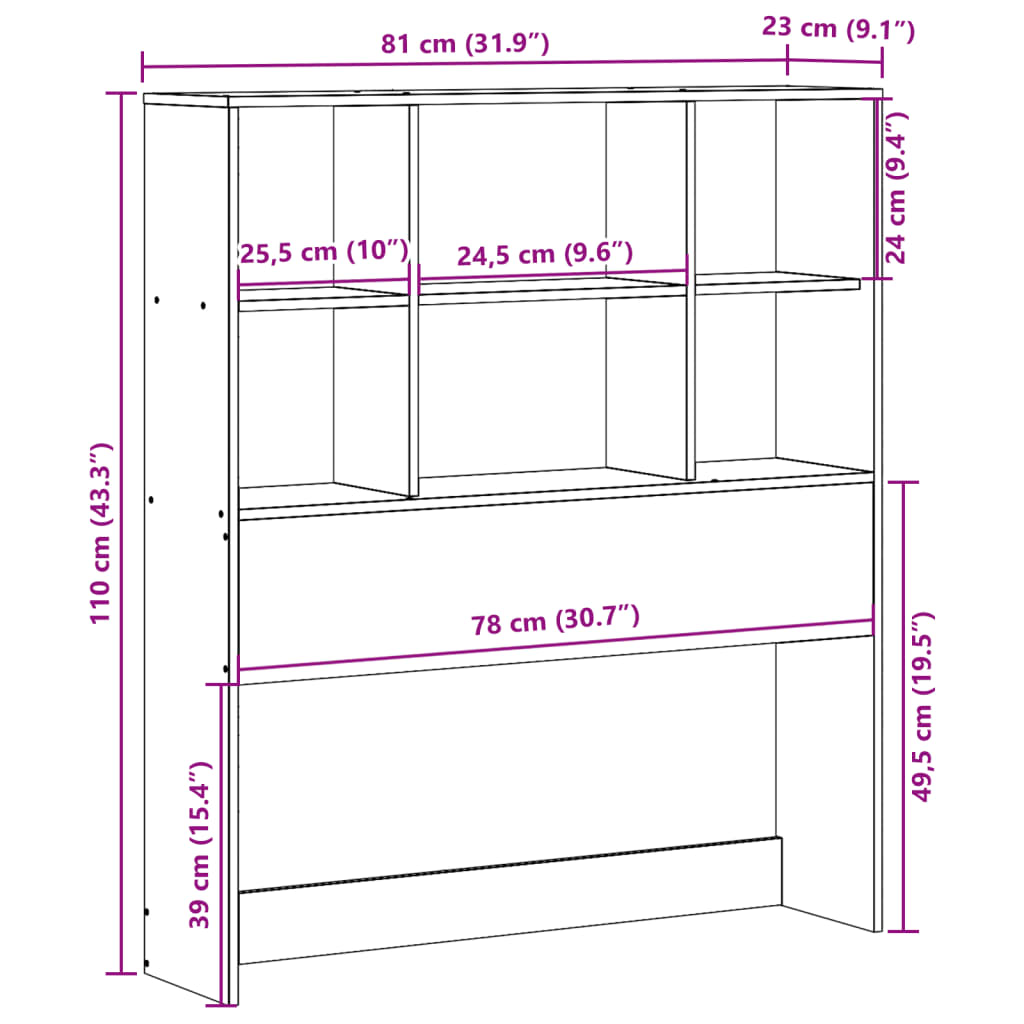 Headboard with Storage Wax Brown 75 cm Solid Wood Pine