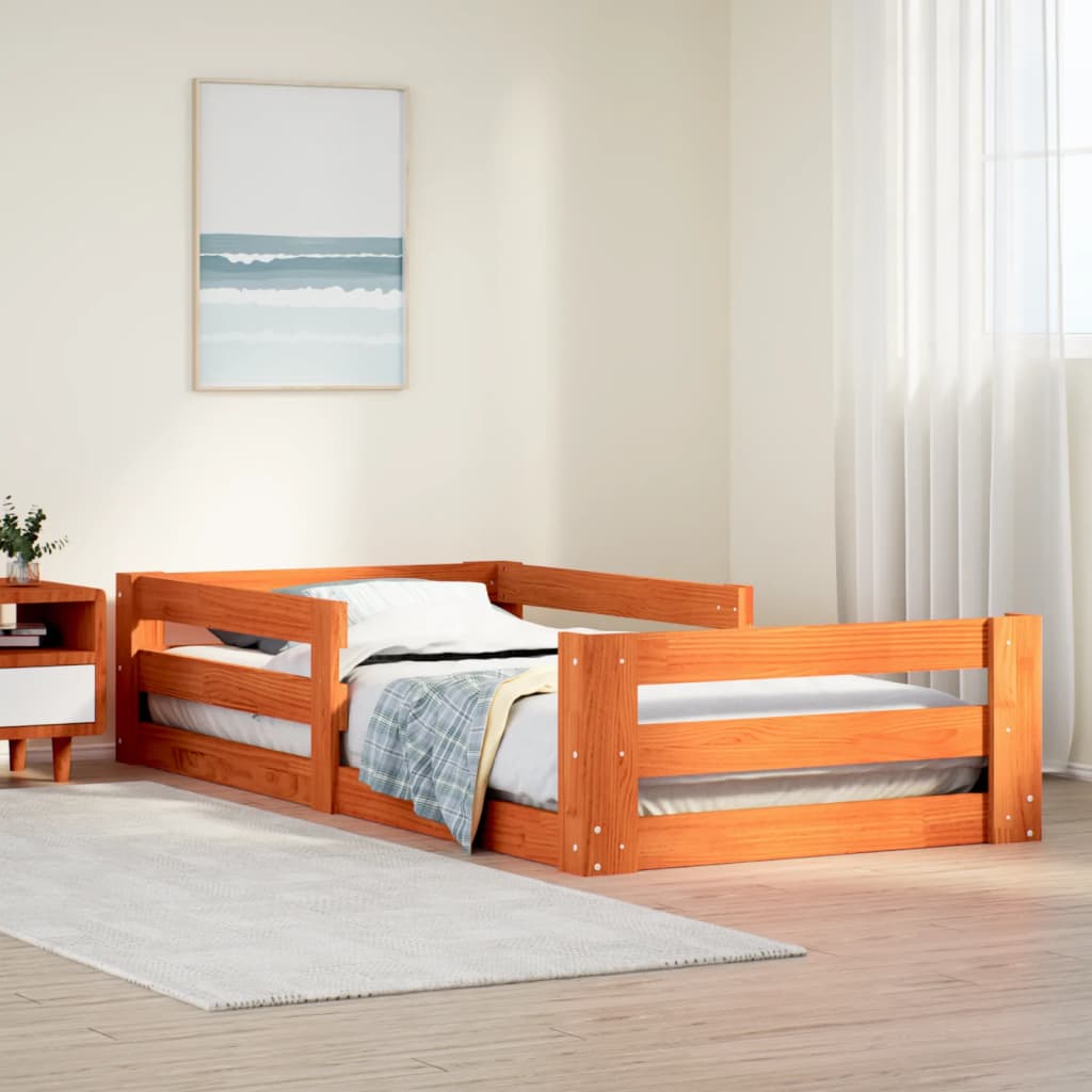 Bed Frame without Mattress Wax Brown 70x140 cm Solid Wood Pine