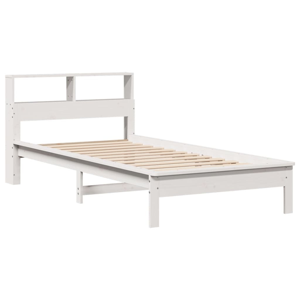 Bookcase Bed without Mattress White 100x200 cm Solid Wood Pine