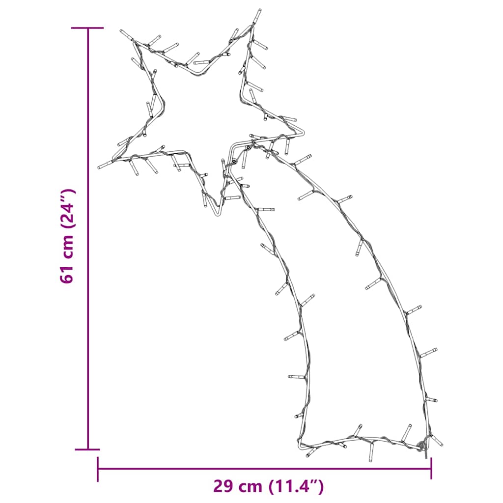 Christmas Lights Shooting Star Silhouette 80 LEDs Warm White