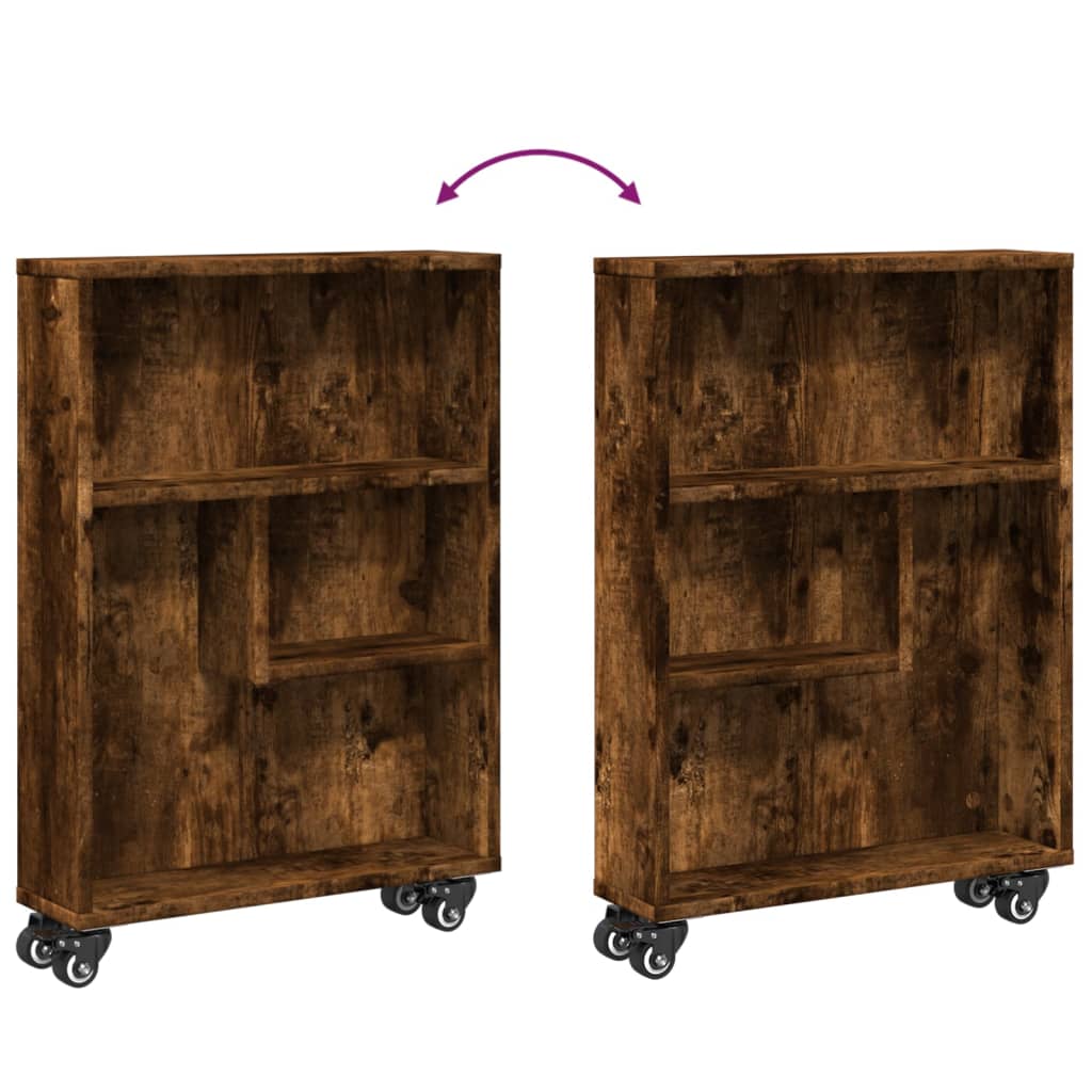 Narrow Storage Trolley Smoked Oak 48x13x68 cm Engineered Wood