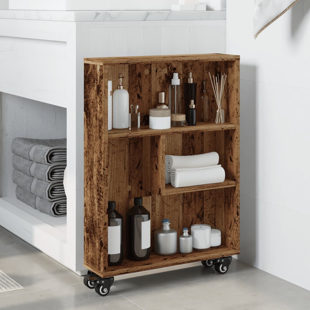 Narrow Storage Trolley Old Wood 48x13x68 cm Engineered Wood