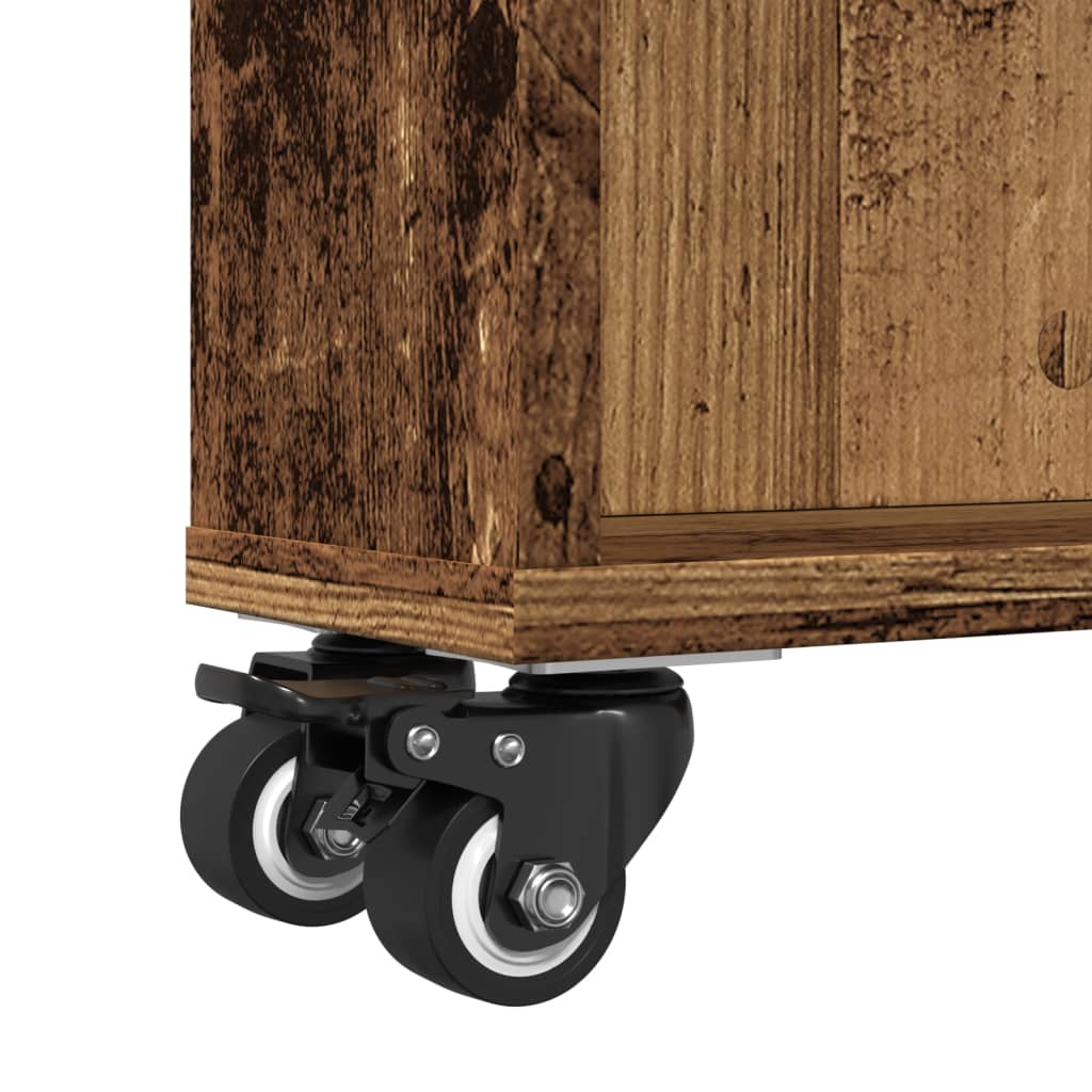 Narrow Storage Trolley Old Wood 48x13x68 cm Engineered Wood