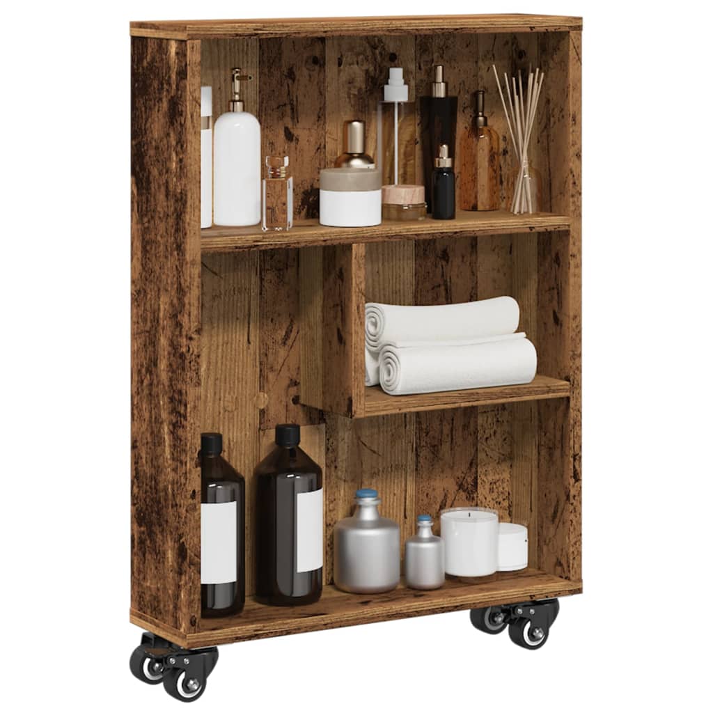 Narrow Storage Trolley Old Wood 48x13x68 cm Engineered Wood