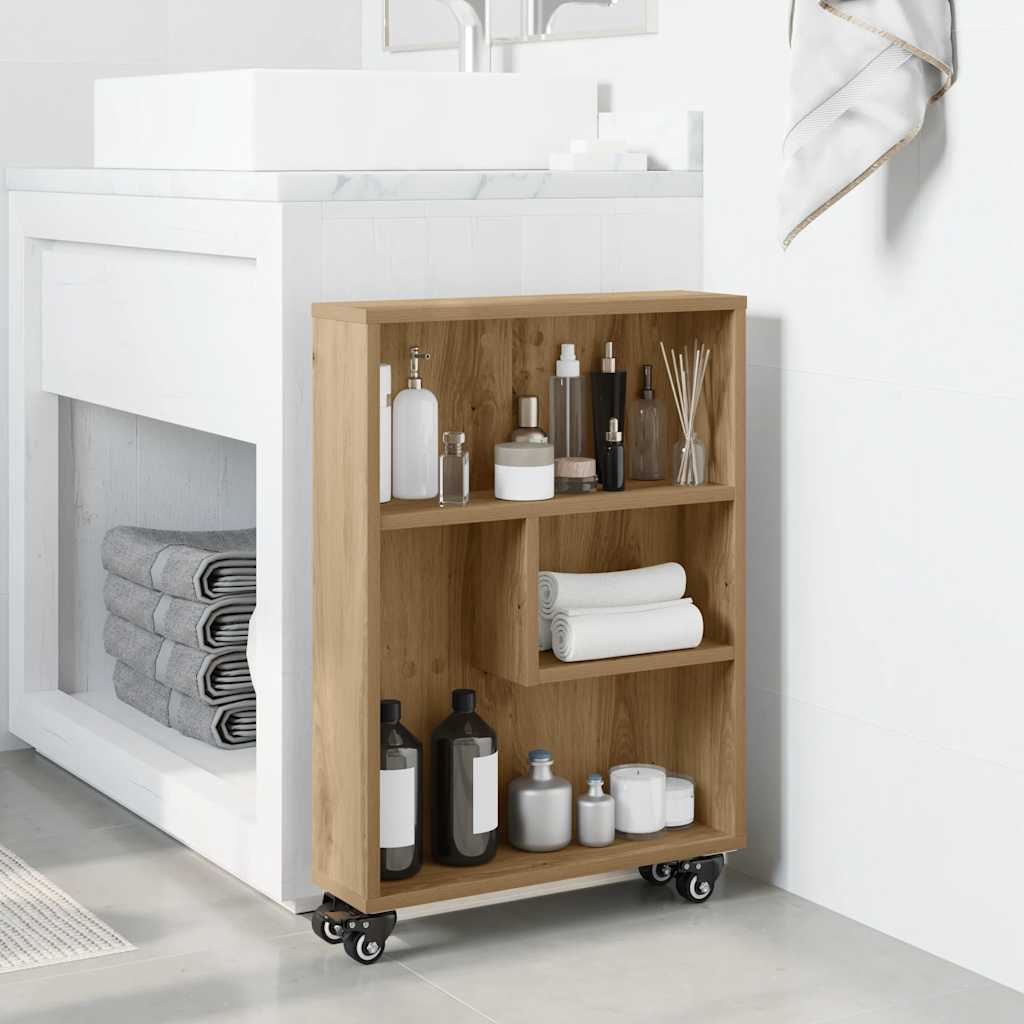Narrow Storage Trolley Artisian Oak 48x13x68 cm Engineered Wood