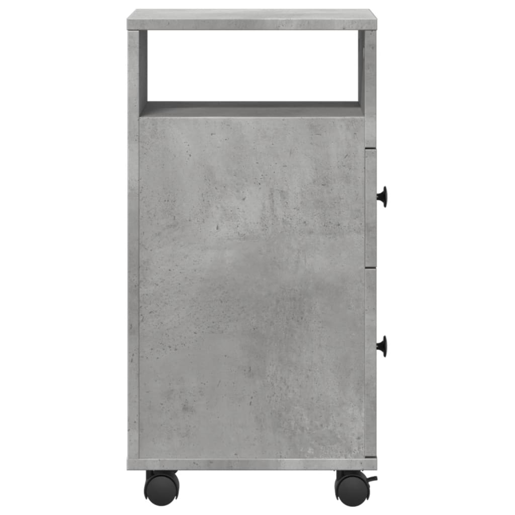 Narrow Bathroom Cabinet with Wheels Concrete Grey Engineered Wood