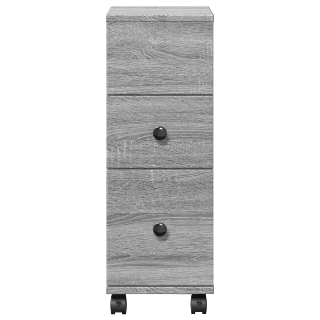 Narrow Bathroom Cabinet with Wheels Grey Sonoma Engineered Wood