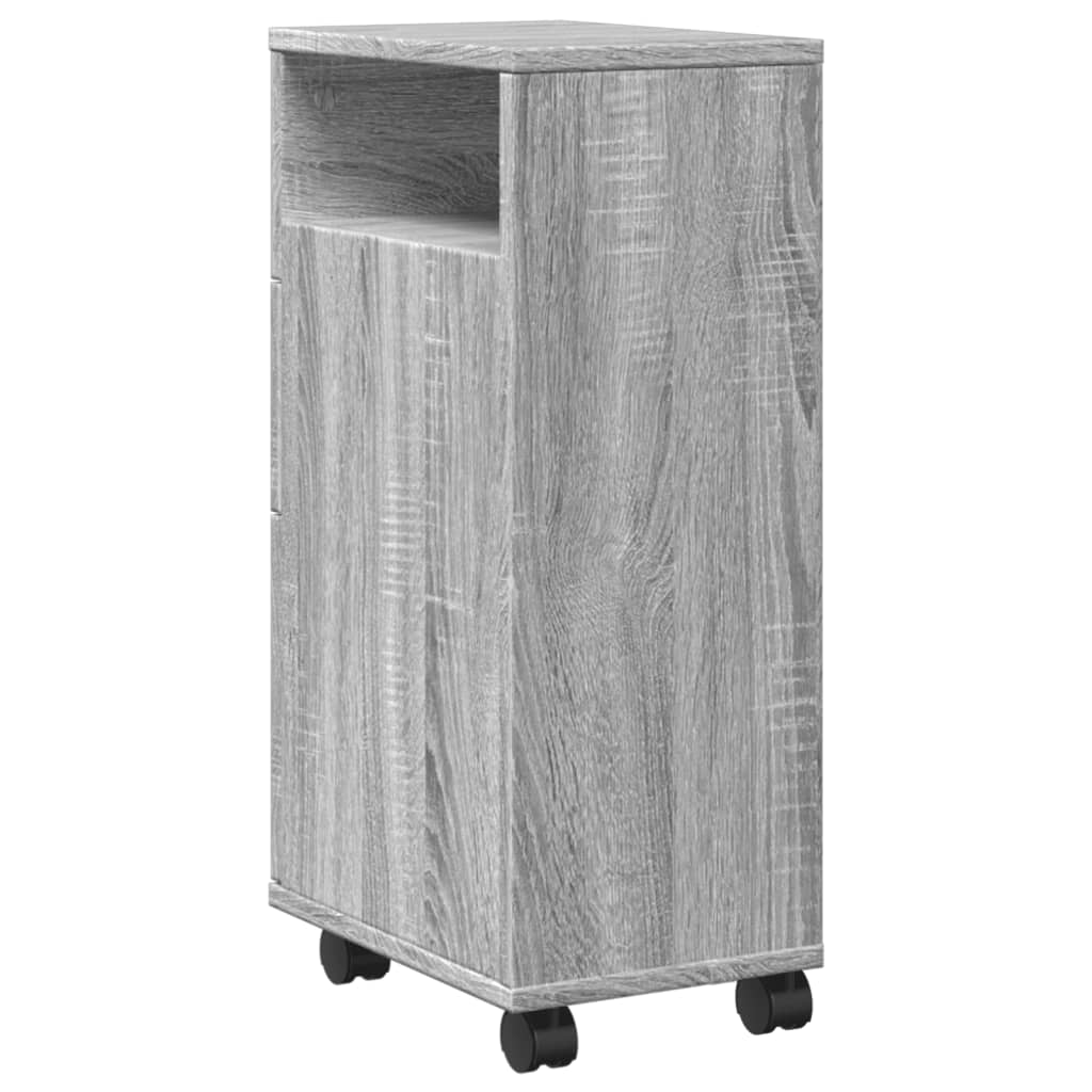Narrow Bathroom Cabinet with Wheels Grey Sonoma Engineered Wood