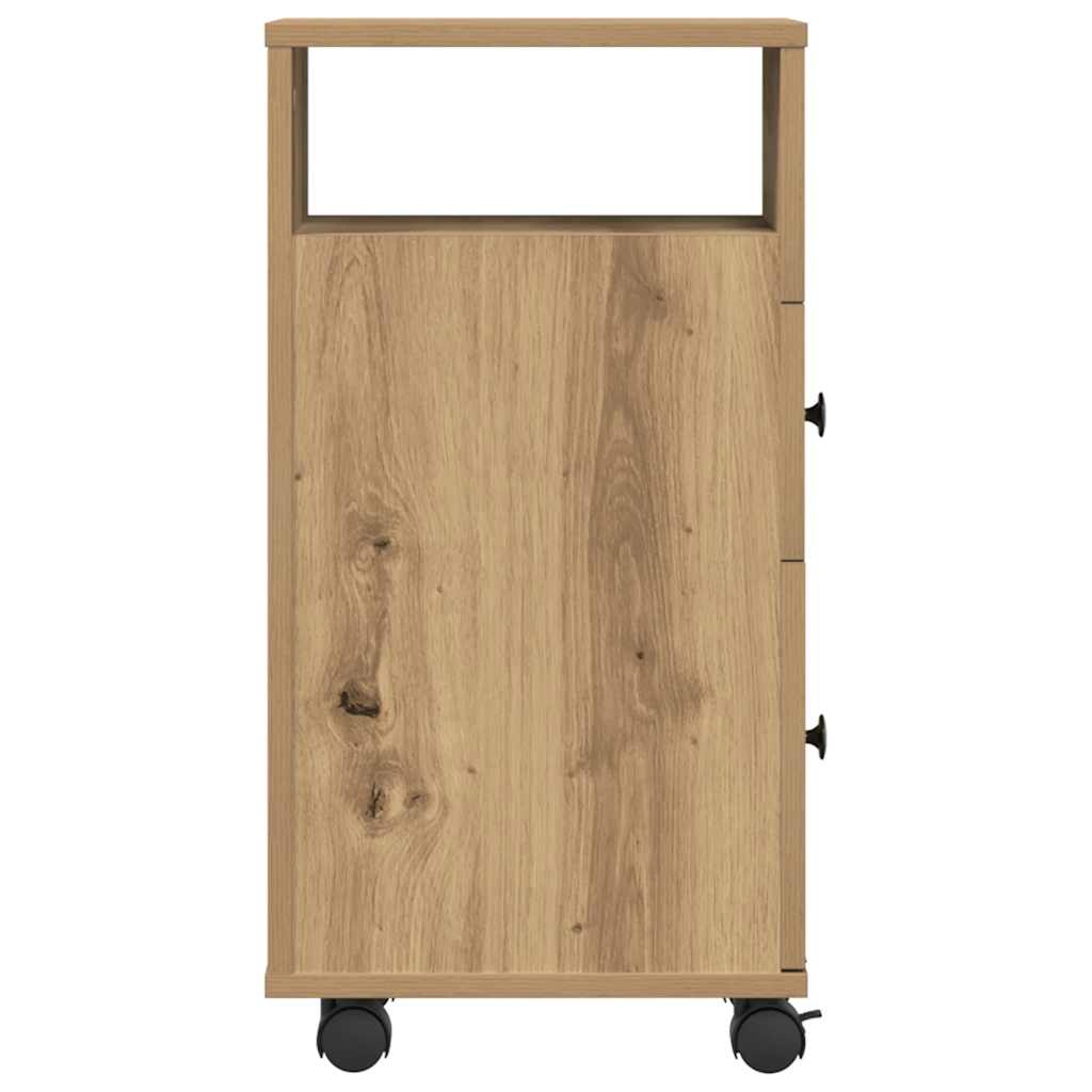 Narrow Bathroom Cabinet with Wheels Artisian Oak Engineered Wood