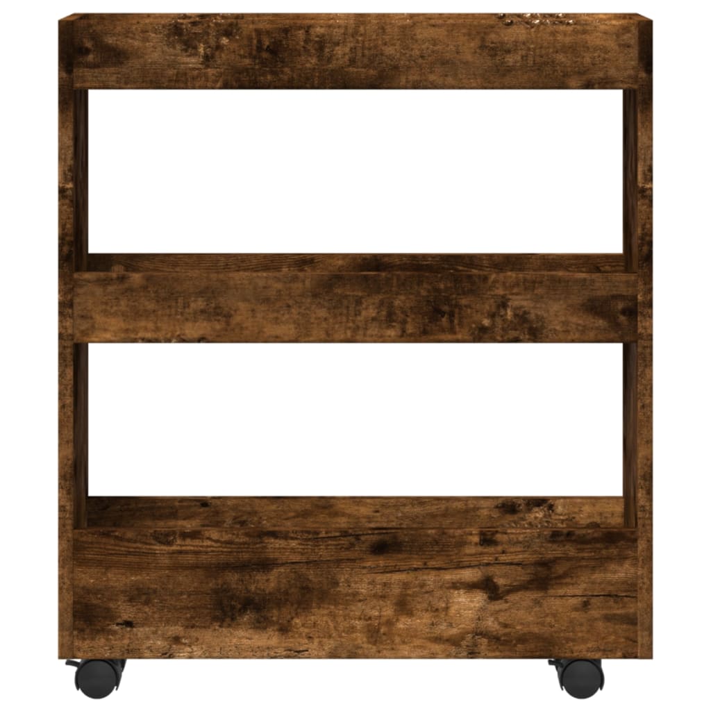 Narrow Storage Trolley 3 Tier Smoked Oak Engineered Wood