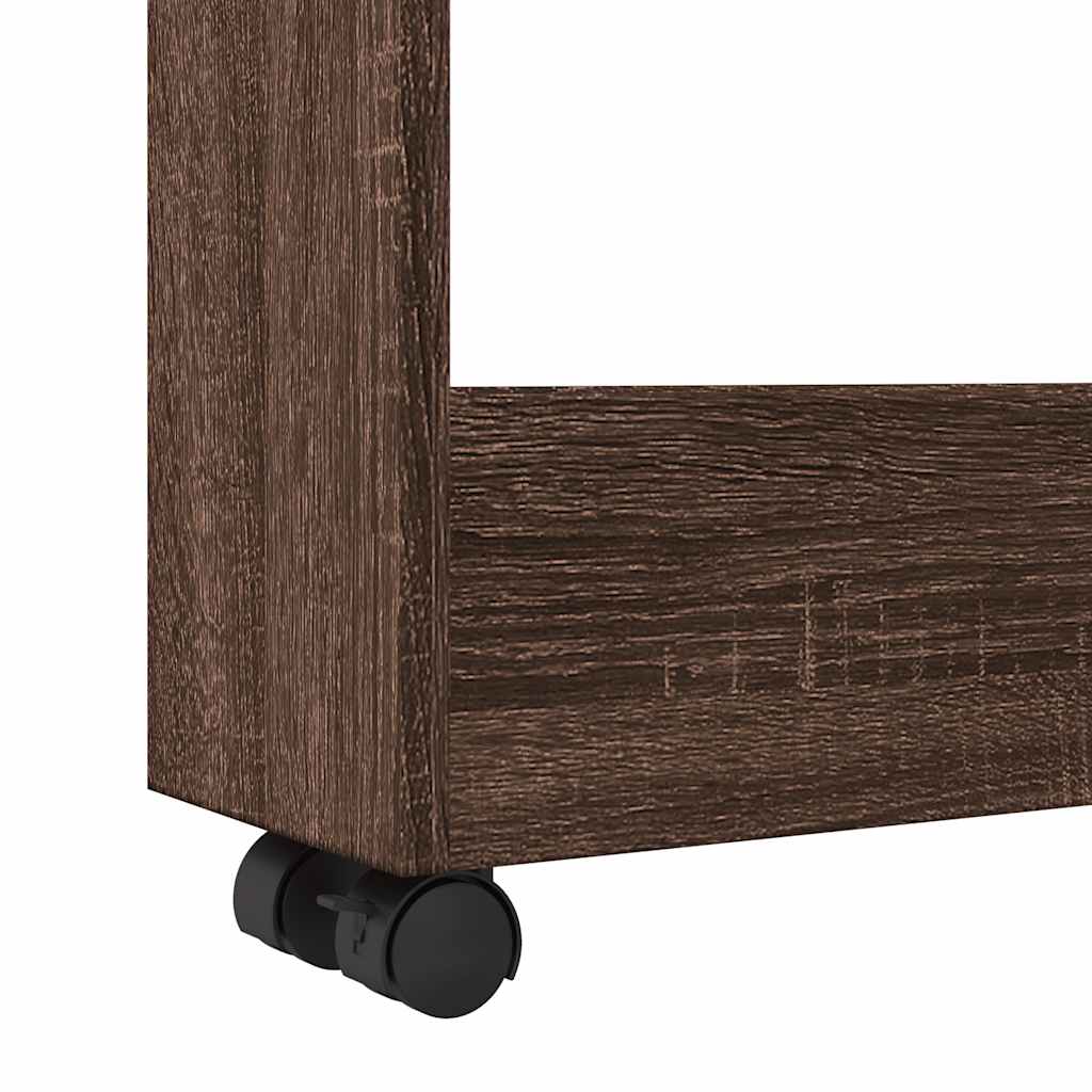 Narrow Storage Trolley 3 Tier Brown Oak Engineered Wood