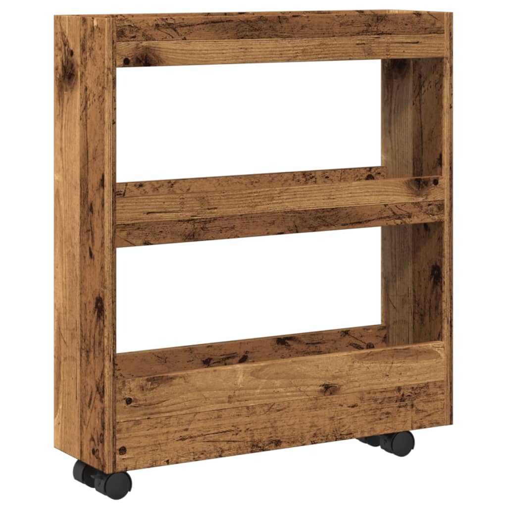 Narrow Storage Trolley 3 Tier Old Wood Engineered Wood