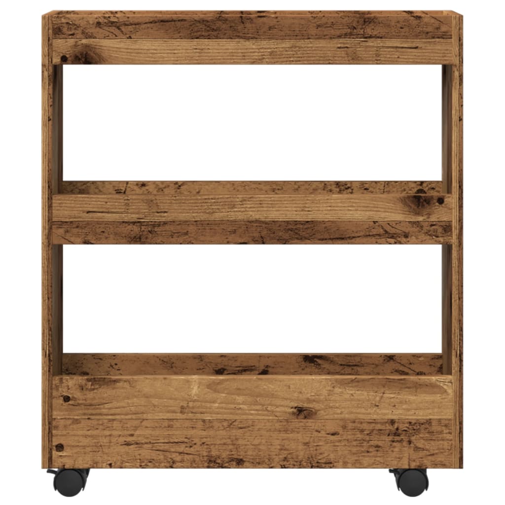 Narrow Storage Trolley 3 Tier Old Wood Engineered Wood