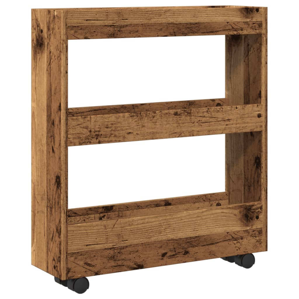 Narrow Storage Trolley 3 Tier Old Wood Engineered Wood