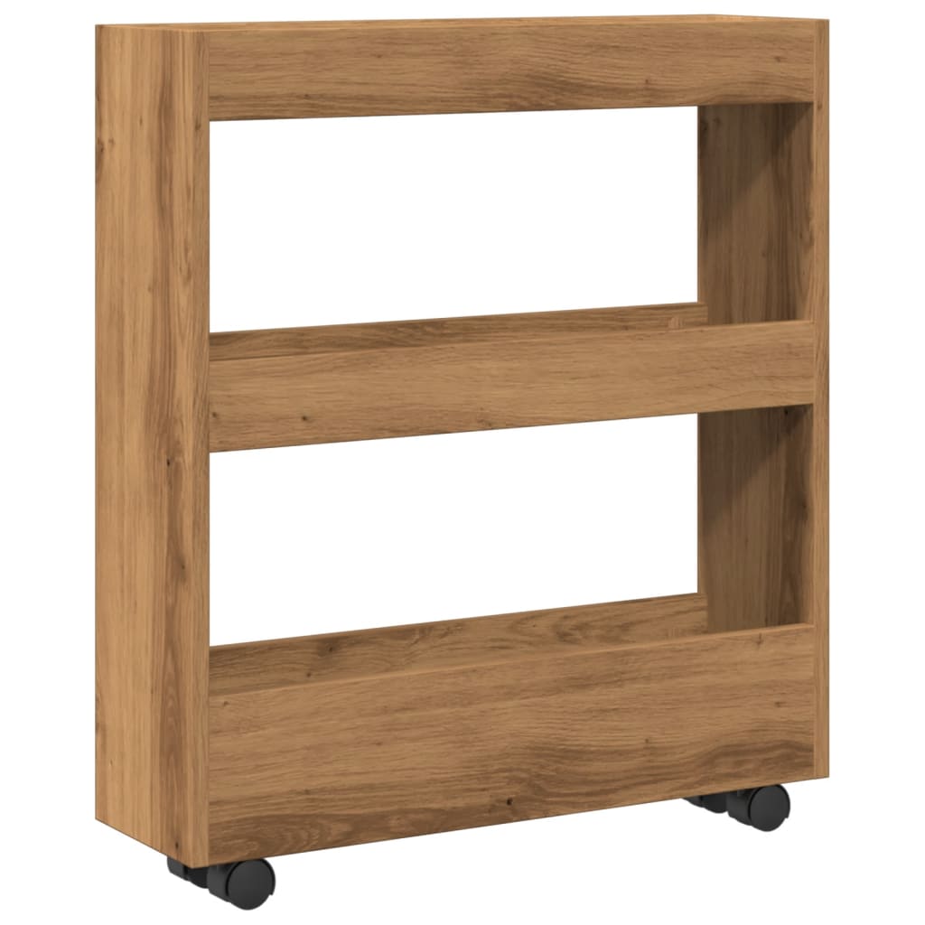 Narrow Storage Trolley 3 Tier Artisian Oak Engineered Wood