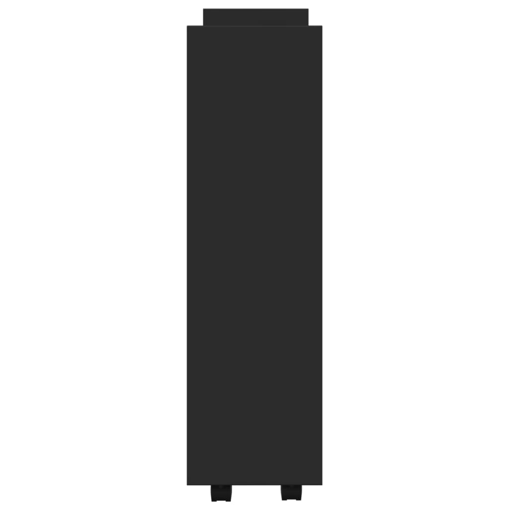 Narrow Storage Trolley 3 Tier Black Engineered Wood