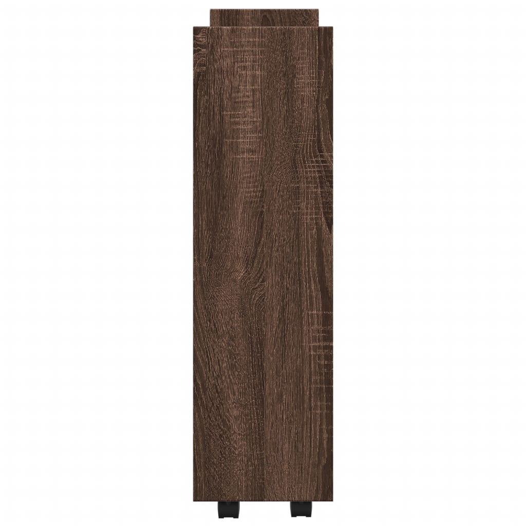 Narrow Storage Trolley 3 Tier Brown Oak Engineered Wood