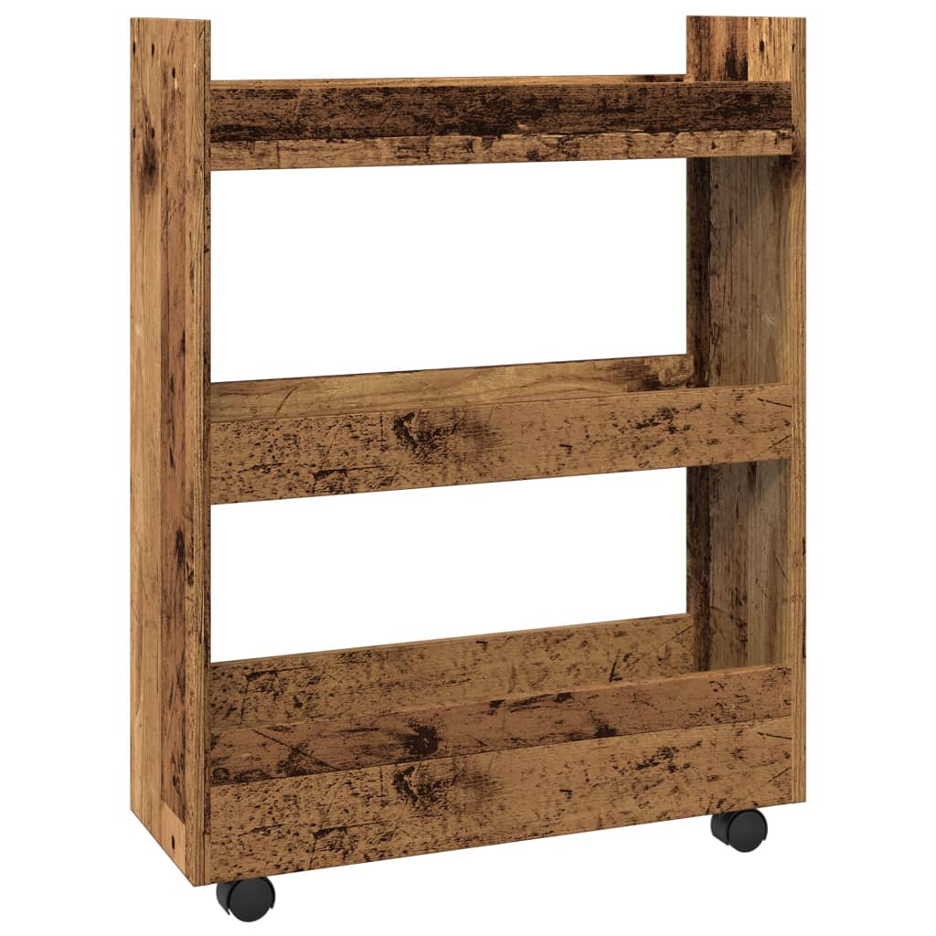 Narrow Storage Trolley 3 Tier Old Wood Engineered Wood