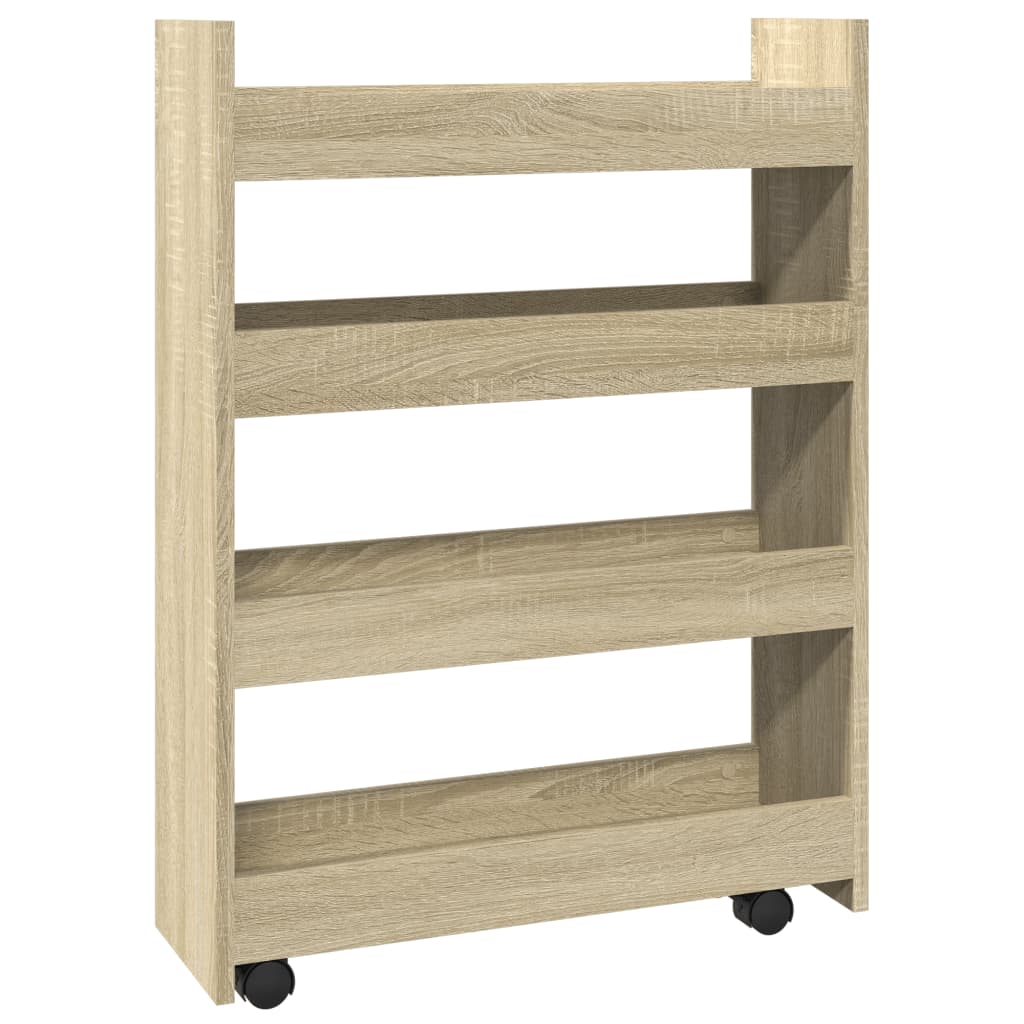 Narrow Storage Trolley 4 Tier Sonoma Oak Engineered Wood