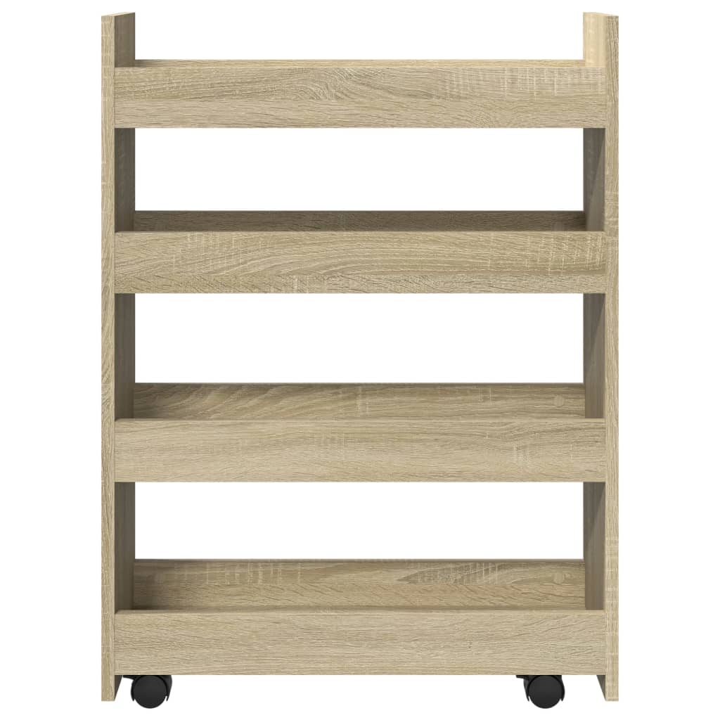 Narrow Storage Trolley 4 Tier Sonoma Oak Engineered Wood