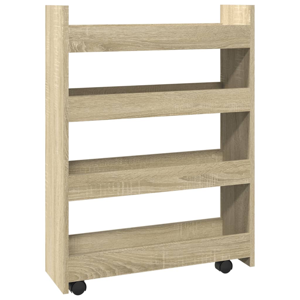 Narrow Storage Trolley 4 Tier Sonoma Oak Engineered Wood