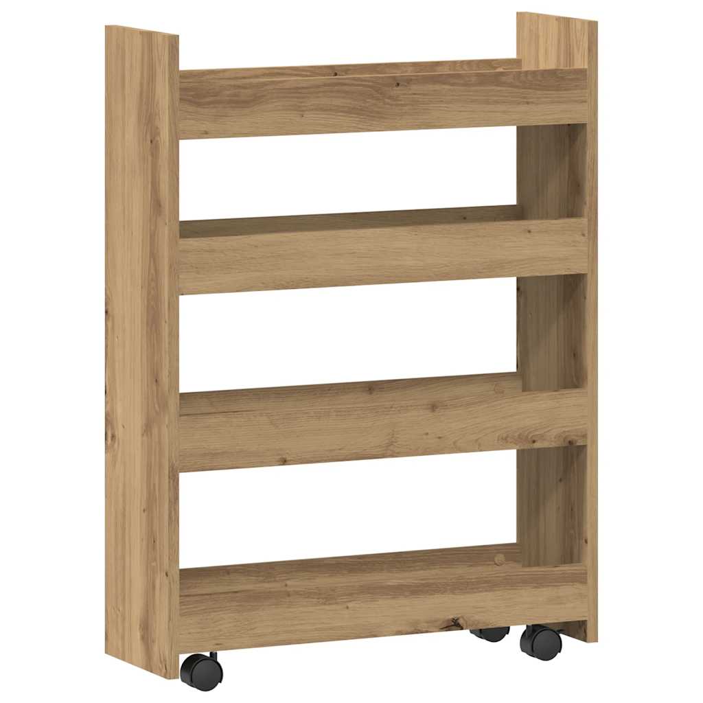Narrow Storage Trolley 4 Tier Artisian Oak Engineered Wood