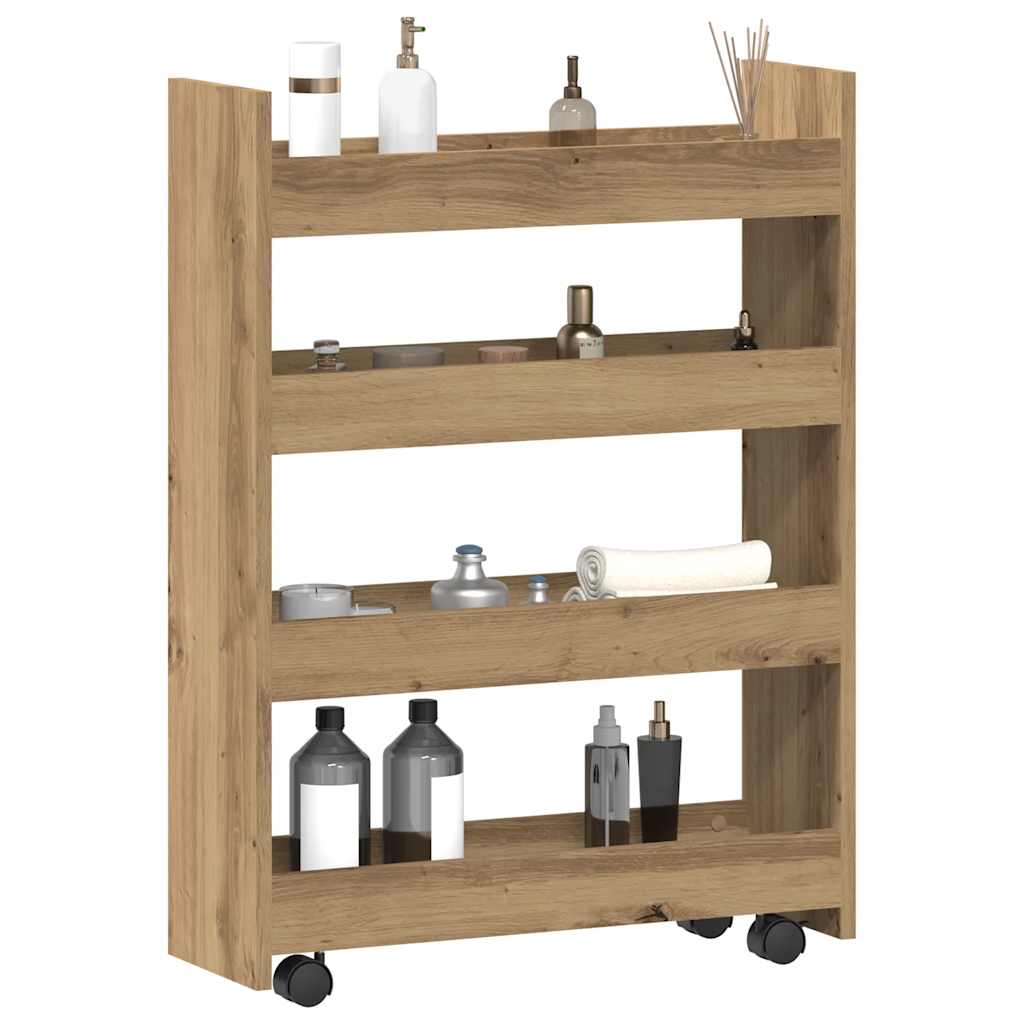 Narrow Storage Trolley 4 Tier Artisian Oak Engineered Wood