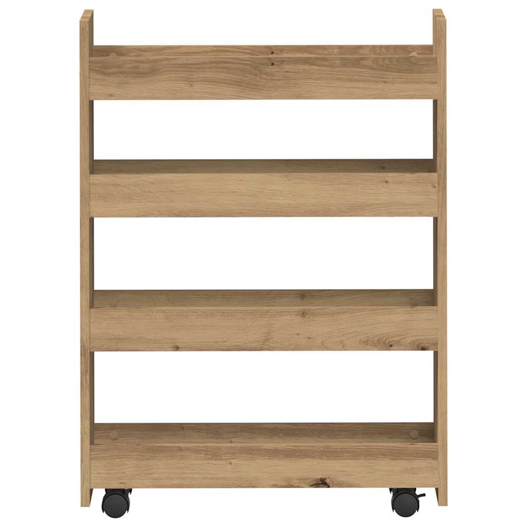 Narrow Storage Trolley 4 Tier Artisian Oak Engineered Wood